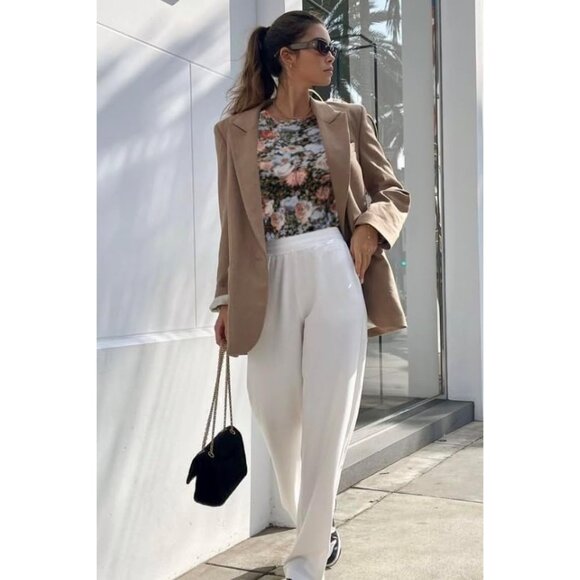 🆕 Women White Floral Mesh Top Crew Neck Long Sleeve Fitted Sexy Out Tee Shirts - Picture 5 of 7